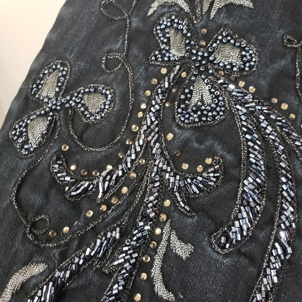 Caché Embroidered Black Denim Jeans sz 10